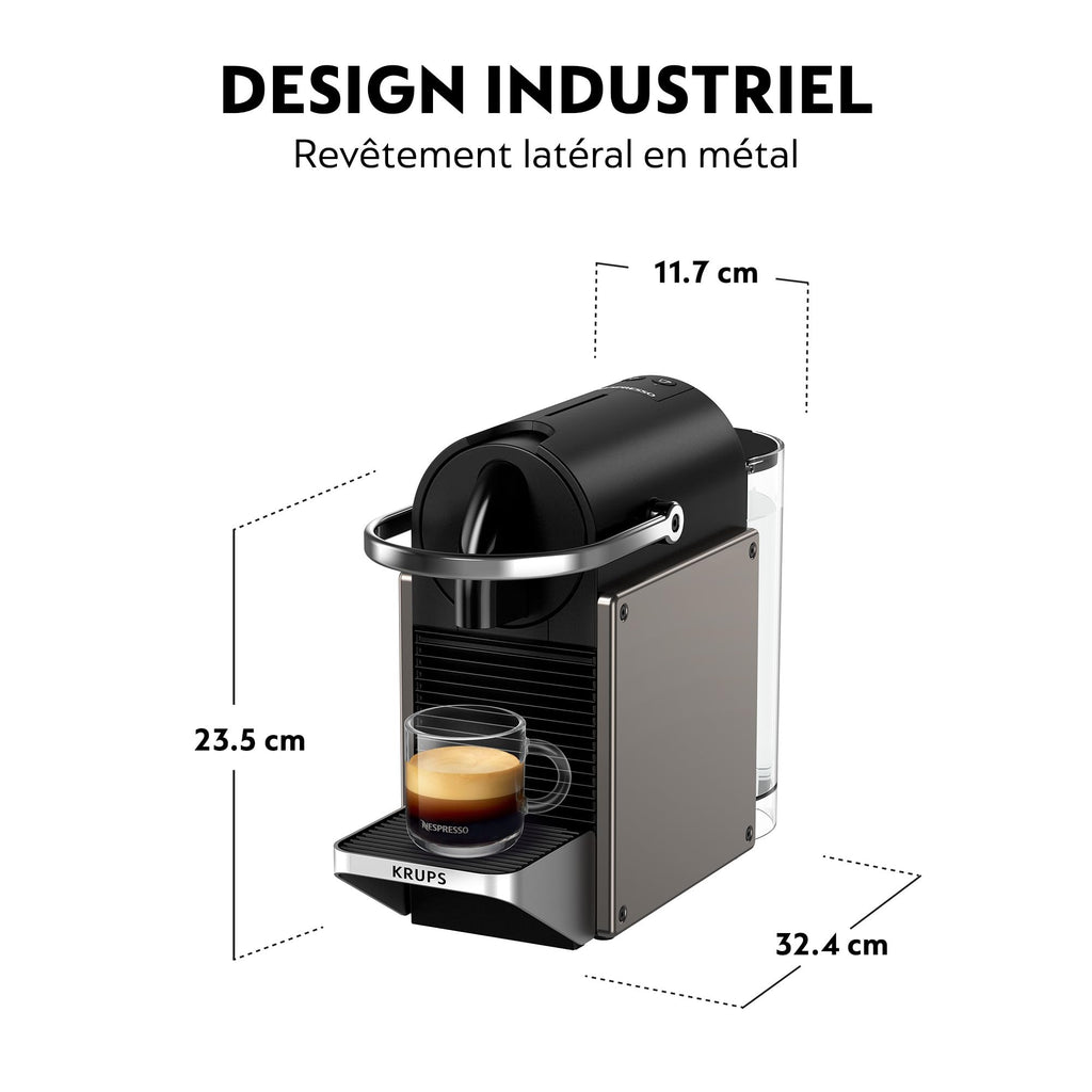 Machine à Café Expresso Pixie Titane 19 Bars - Compacte, Rapide et Économique + Kit de Bienvenue (YY5290FD)