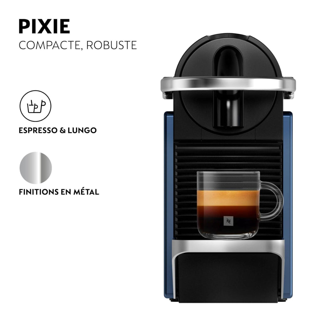 Machine à Café Expresso Pixie Bleu 19 Bars - Prête en 25 Secondes, Arrêt Automatique (EN127.BL)