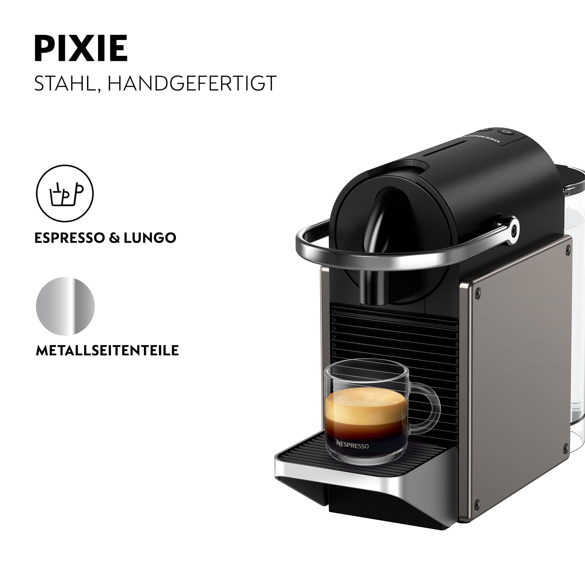 Machine à Expresso Pixie Titan 1260W - Recettes Programmables, 2 Longueurs, Arrêt Automatique (XN306TK)