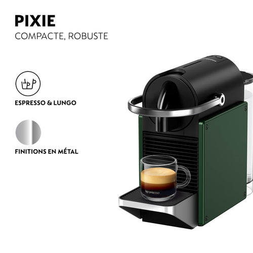 Machine à Café Expresso Pixie Vert Foncé 19 Bars - Compacte, Rapide et Économique + Kit de Bienvenue (YY5291FD)