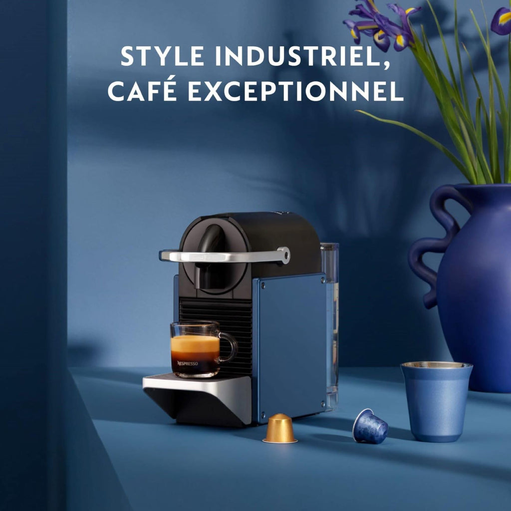 Machine à Café Expresso Pixie Bleu 19 Bars - Prête en 25 Secondes, Arrêt Automatique (EN127.BL)