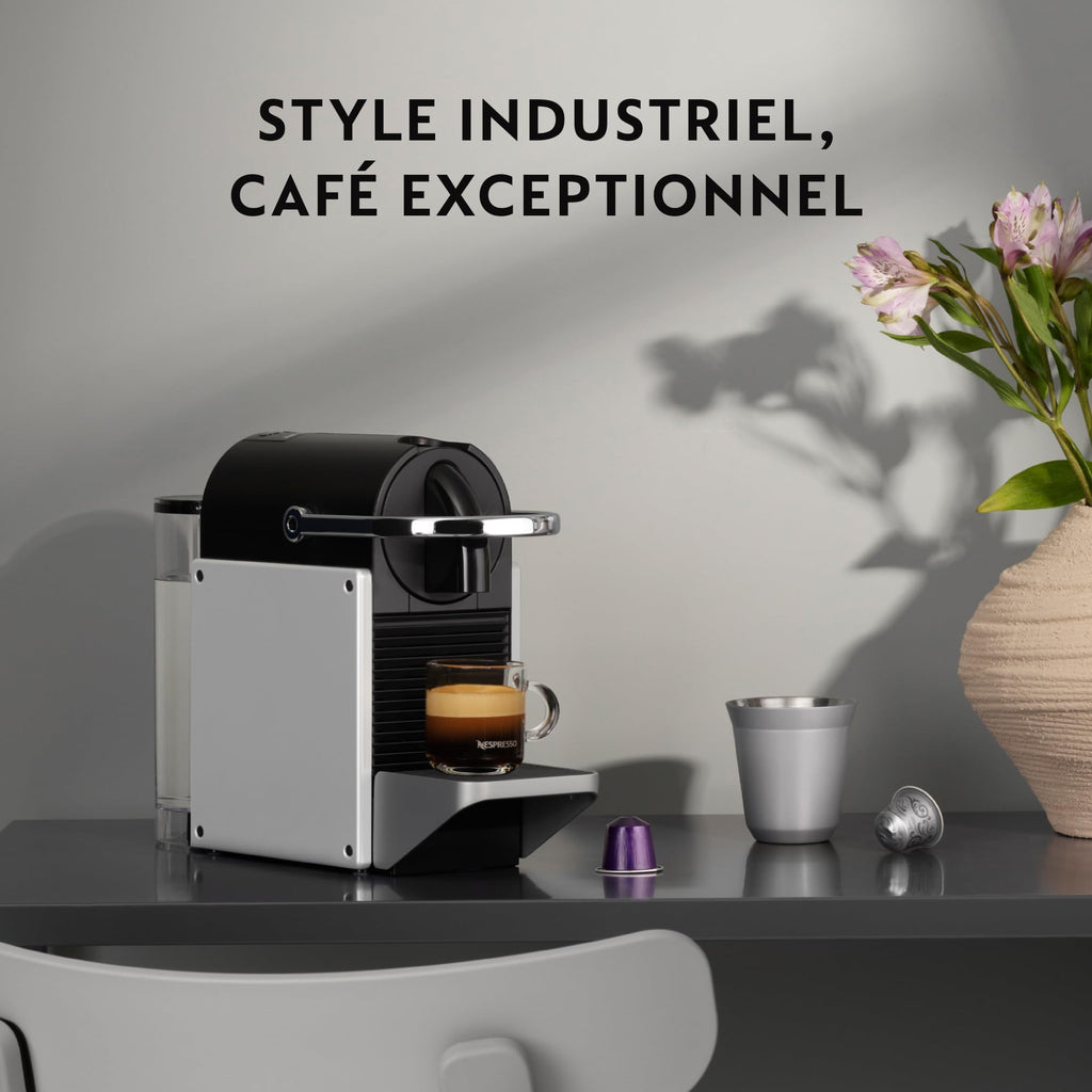 Cafetière à Dosette Pixie Argent 100% Automatique 1 L - 19 Bars, Arrêt Auto (EN127.S)