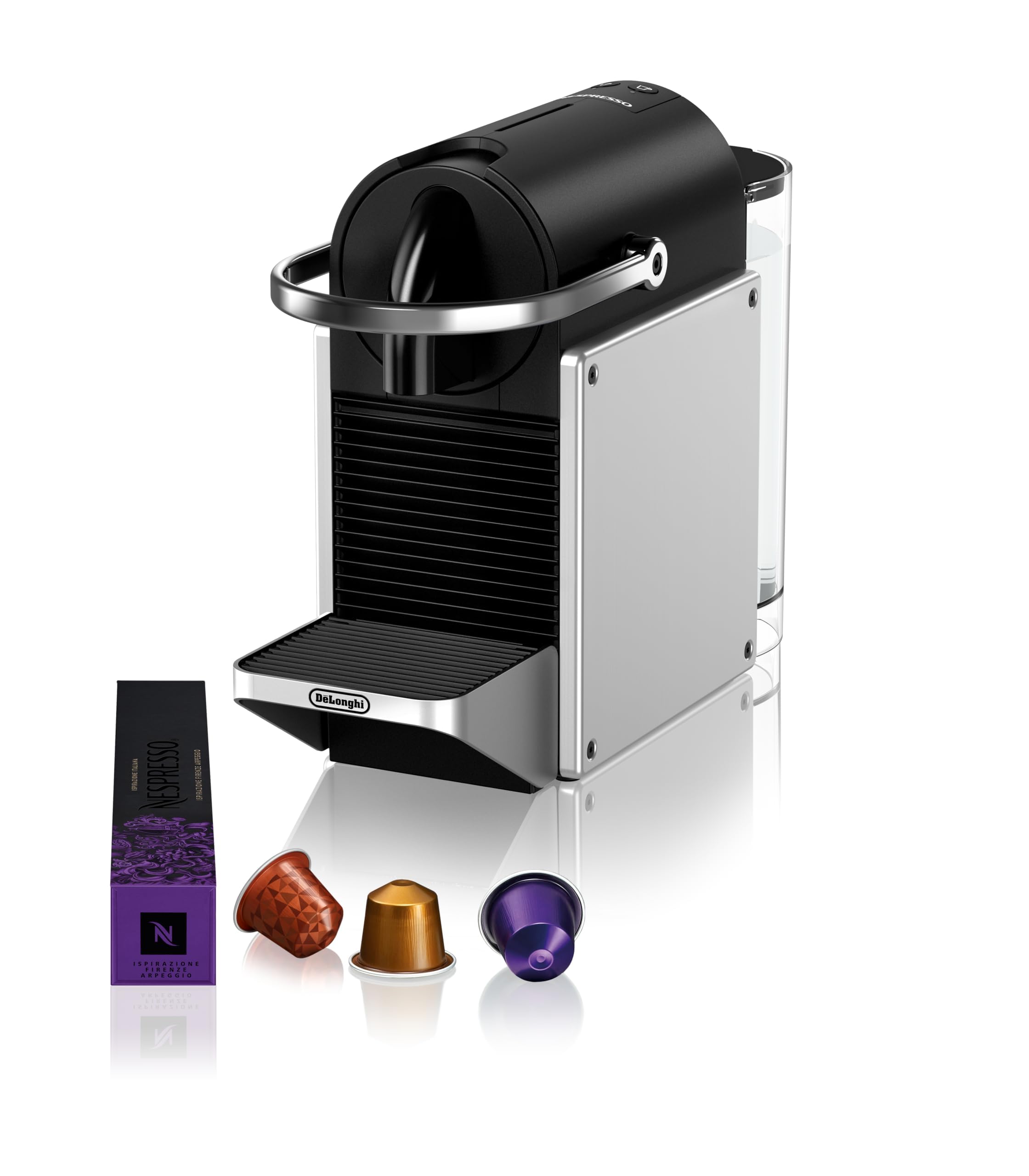 Cafetière à Dosette Pixie Argent 100% Automatique 1 L - 19 Bars, Arrêt Auto (EN127.S)