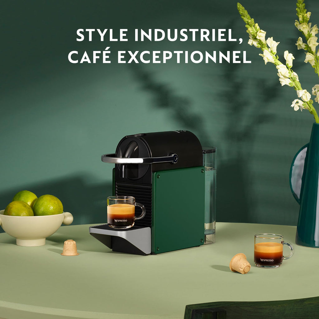 Machine à Café Expresso Pixie Vert Foncé 19 Bars - Compacte, Rapide et Économique + Kit de Bienvenue (YY5291FD)
